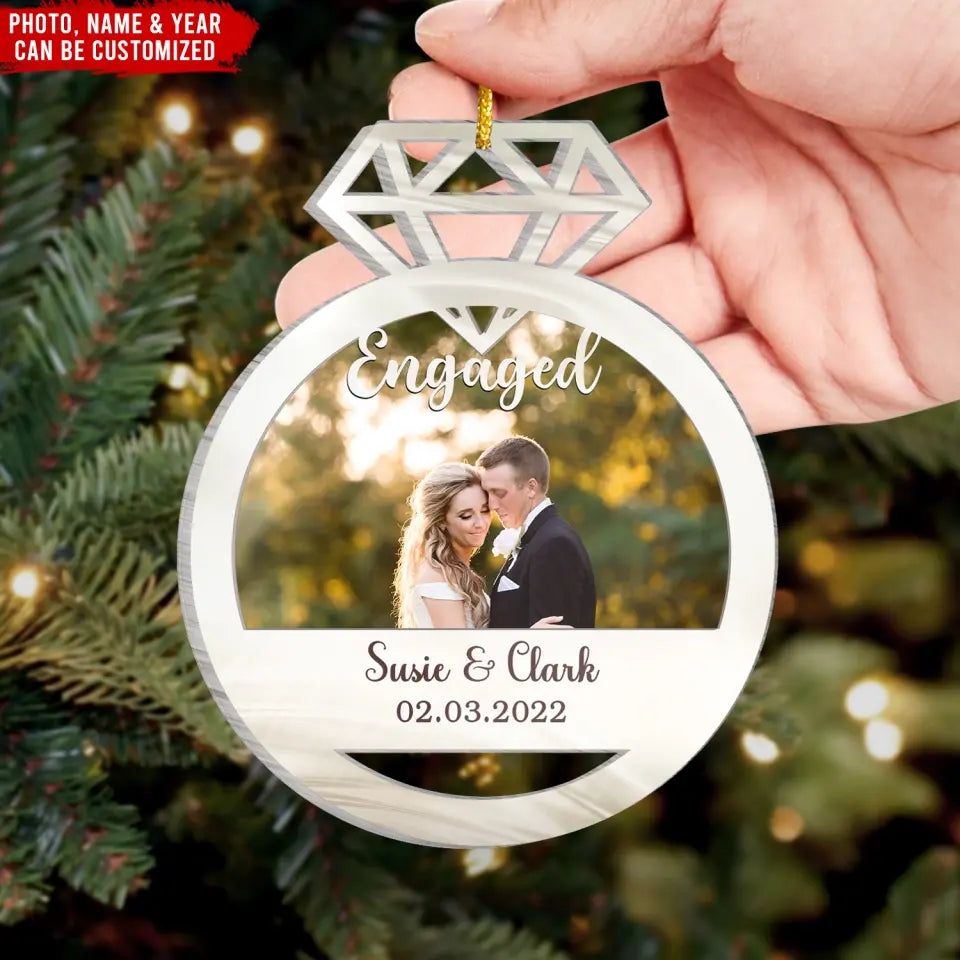 Engaged Couple - Personalized Acrylic Ornament, Gift For Christmas