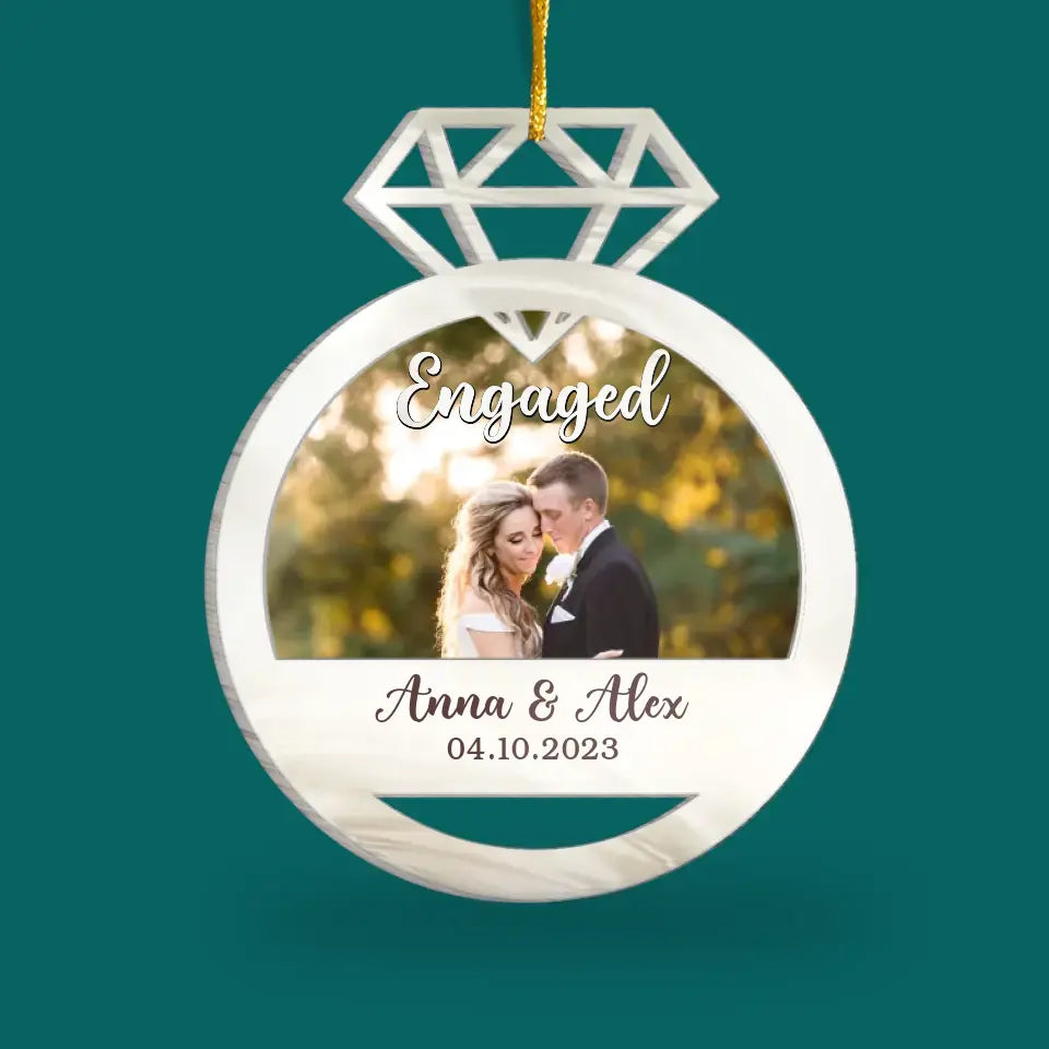 Engaged Couple - Personalized Acrylic Ornament, Gift For Christmas