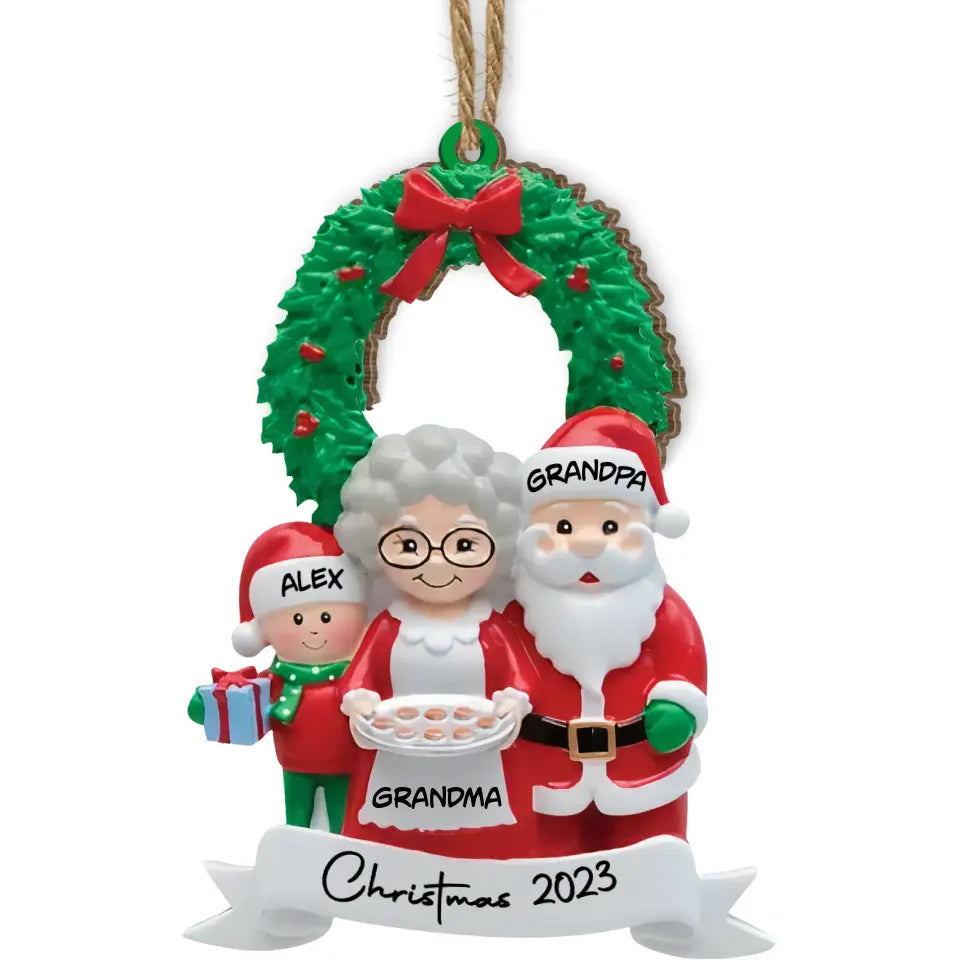 Grandkids with Grandparents - Personalized Christmas Ornament, Gift for Grandma, Gift for Grandpa