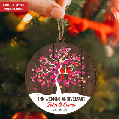 Wedding Anniversary - Personalized Wooden Ornament, Wedding Gift, Christmas Gift