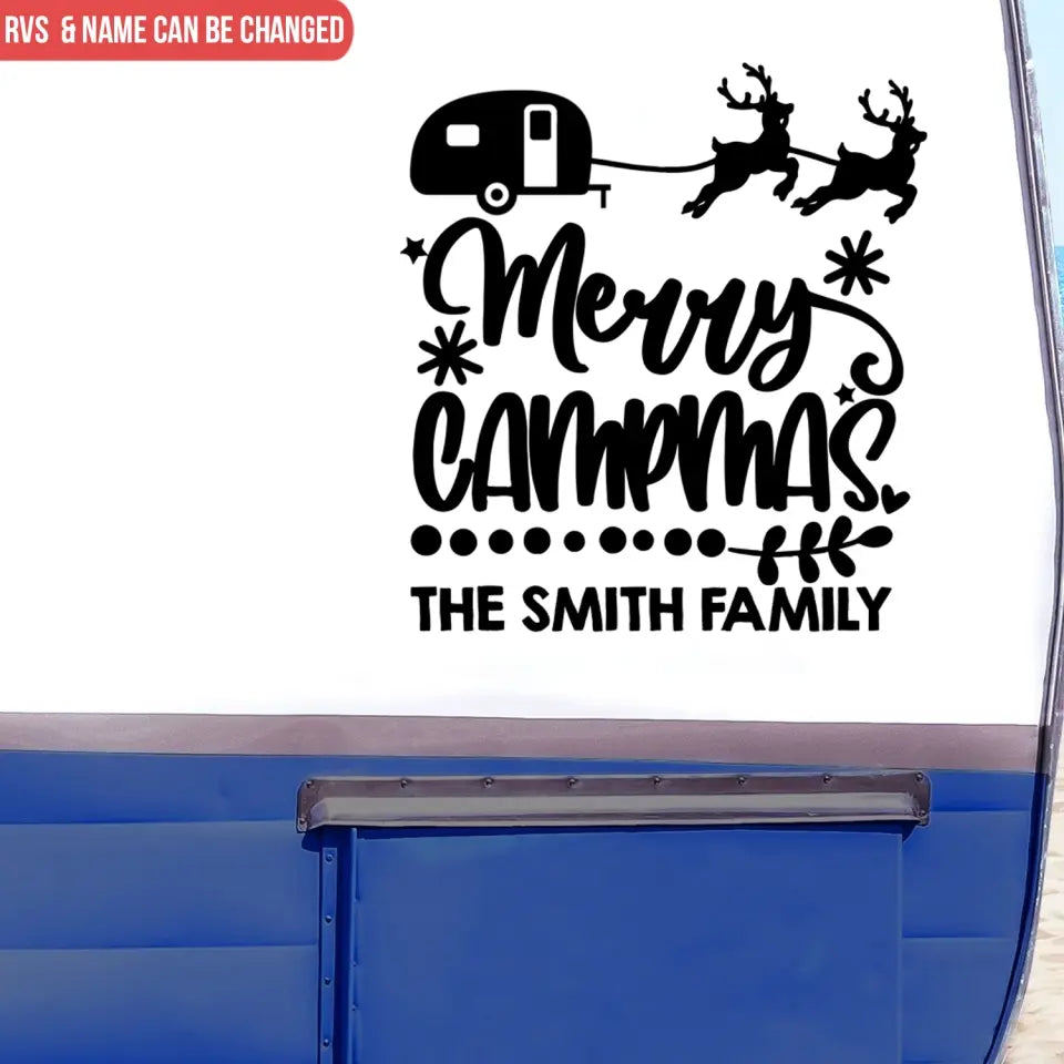 Merry Campmas - Personalized Decal, Gift For Camping Lover, Gift For Christmas