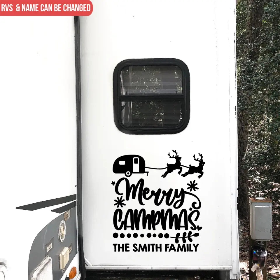 Merry Campmas - Personalized Decal, Gift For Camping Lover, Gift For Christmas