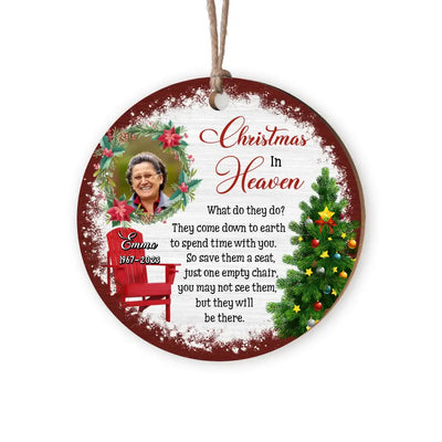 Christmas In Heaven What Do They Do - Personalized Wooden Ornament, Memorial Gift
