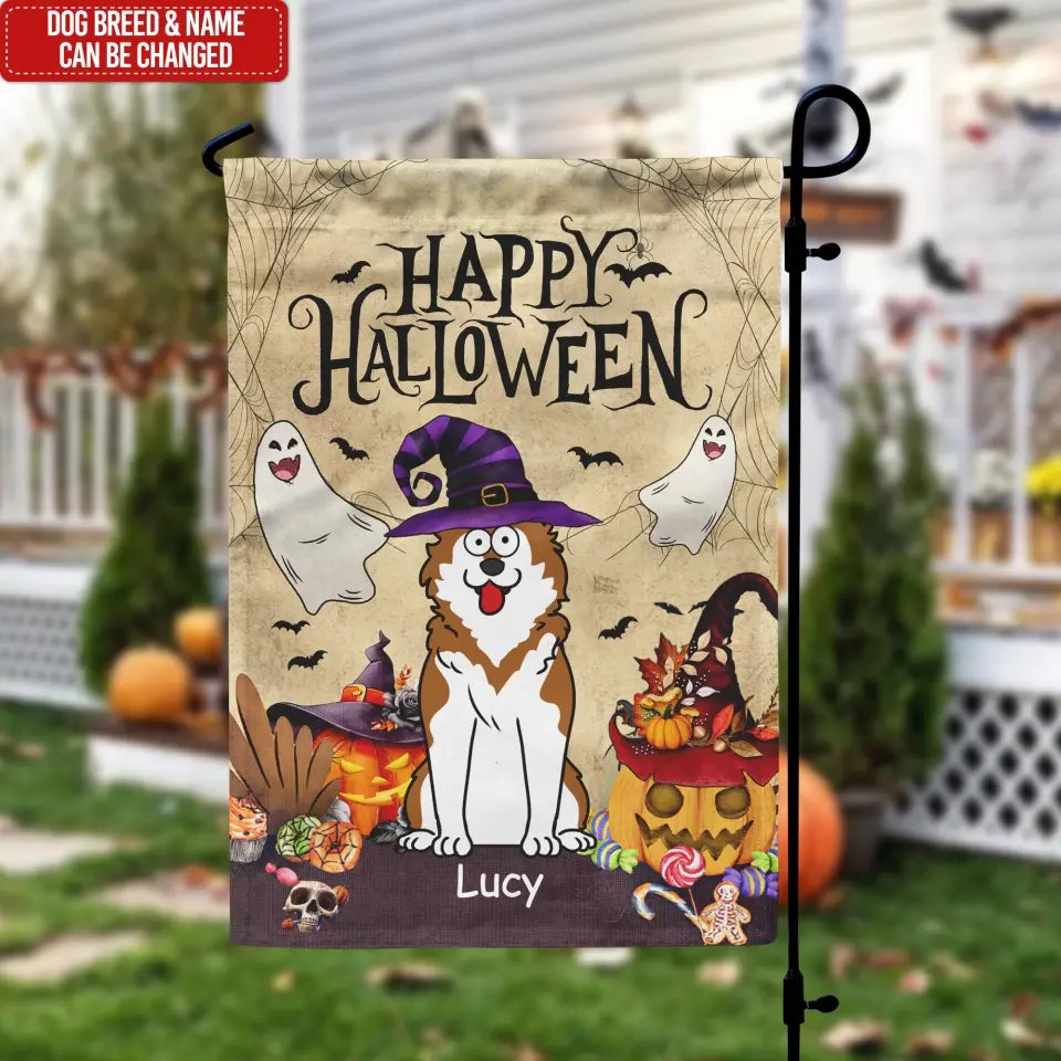 Happy Halloween - Personalized Garden Flag, Gift For Halloween & Thanksgiving