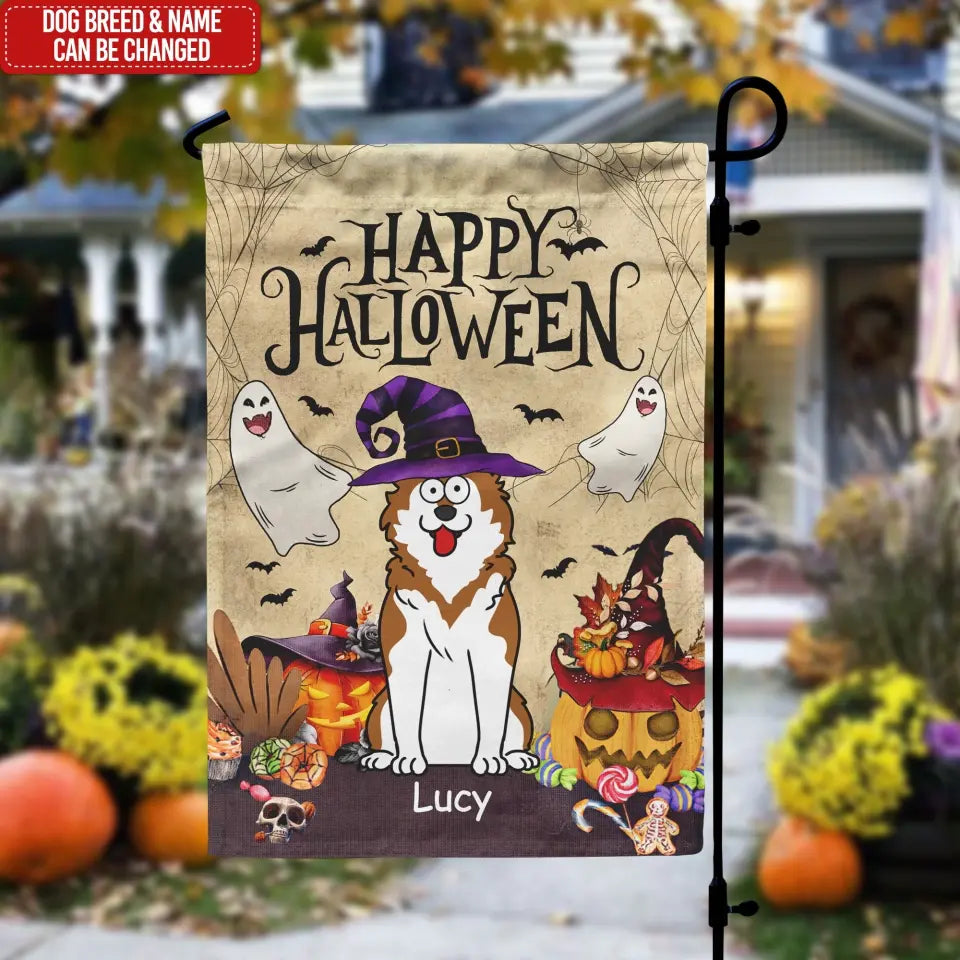 Happy Halloween - Personalized Garden Flag, Gift For Halloween & Thanksgiving