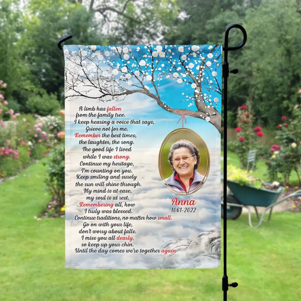 A Limb Has Fallen From The Family Tree - Personalized Garden Flag, Memorial Gift