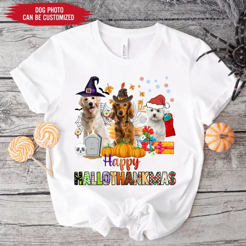 Happy Hallothanksmas - Personalized T-Shirt, Gift For Dog Lovers