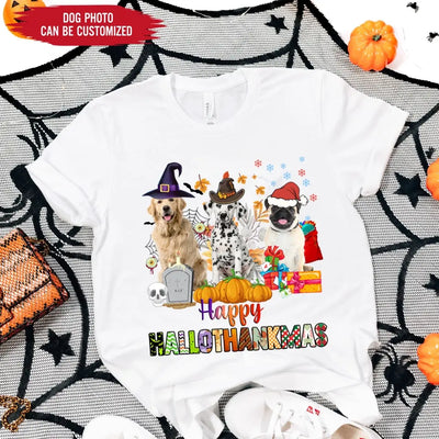 Happy Hallothanksmas - Personalized T-Shirt, Gift For Dog Lovers