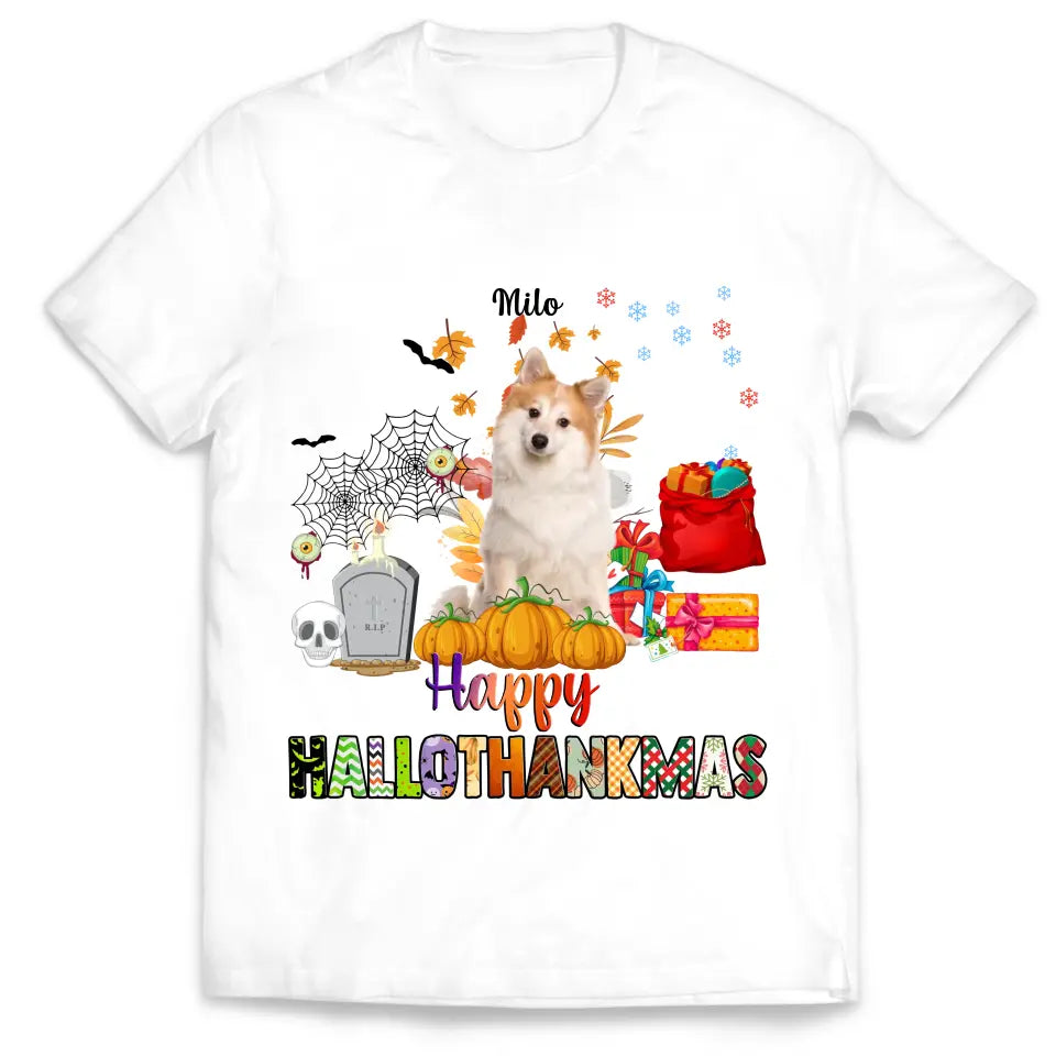 Happy Hallothanksmas - Personalized T-Shirt, Gift For Dog Lovers