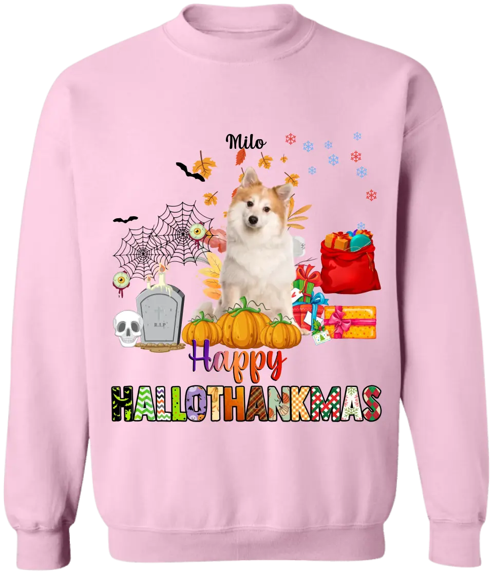 Happy Hallothanksmas - Personalized T-Shirt, Gift For Dog Lovers