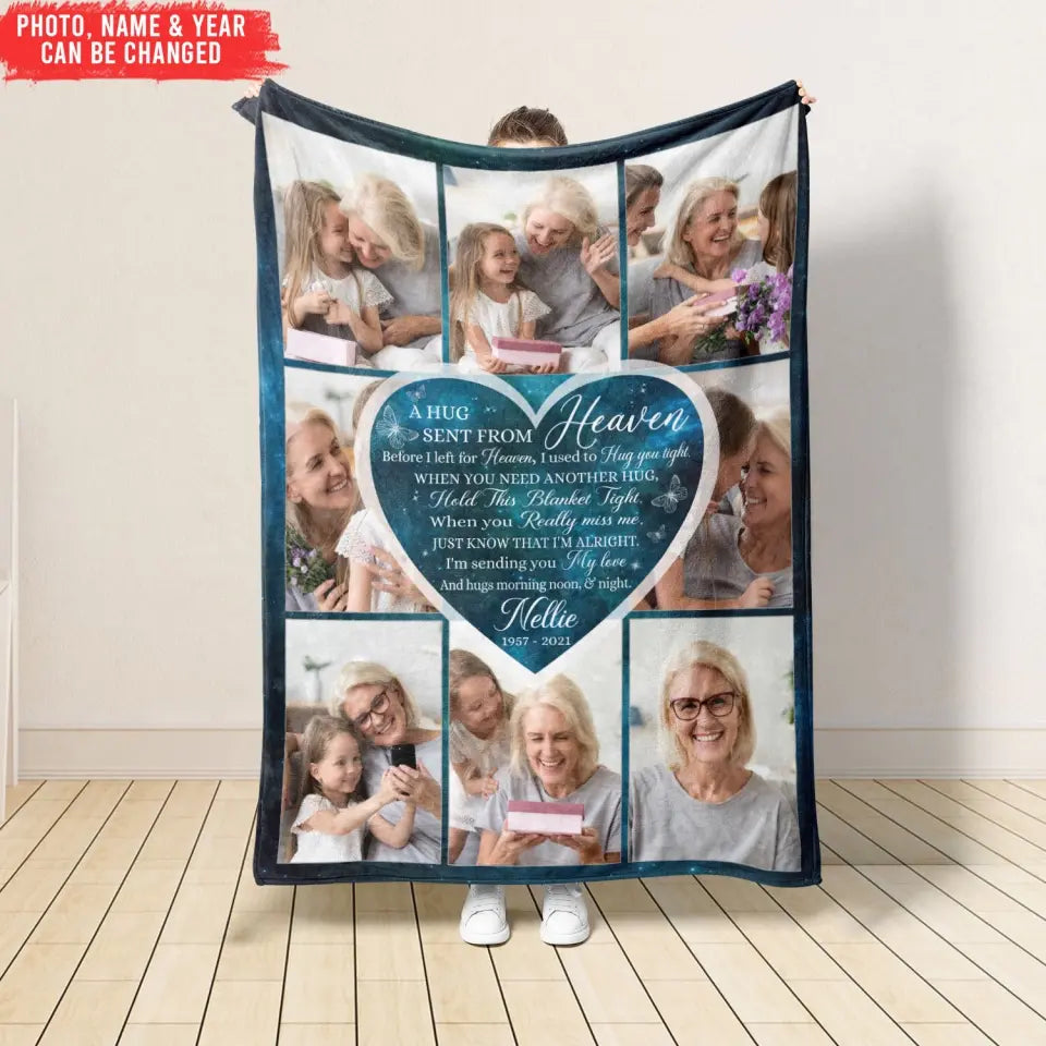 A Hug Sent From Heaven - Personalized Blanket, Condolence Gift, In Loving Memory - BL26
