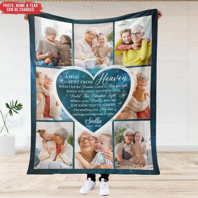 A Hug Sent From Heaven - Personalized Blanket, Condolence Gift, In Loving Memory - BL26