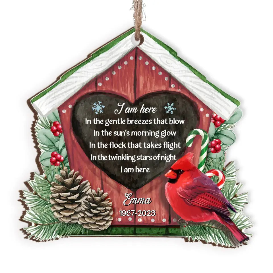 I Am Here In The Gentle Breezes - Personalized Wooden Ornament, Memorial Gift - ORN86