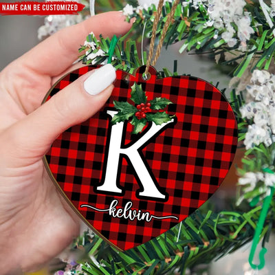Custom Name With First Letter - Personalized Wooden Ornament, Gift For Christmas - ORN87