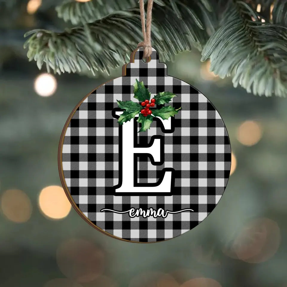 Custom Name With First Letter - Personalized Wooden Ornament, Gift For Christmas - ORN87