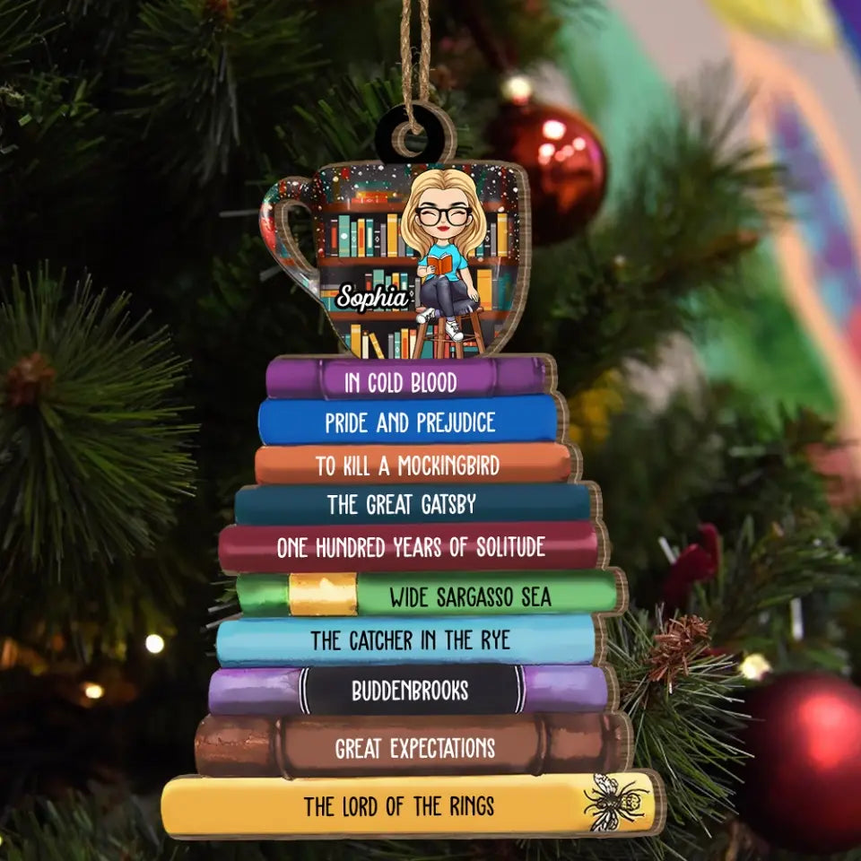 Christmas Book And Coffee - Personalized Wooden Ornament, Gift For Christmas - ORN88