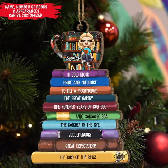 Christmas Book And Coffee - Personalized Wooden Ornament, Gift For Christmas - ORN88