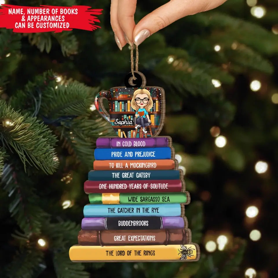 Christmas Book And Coffee - Personalized Wooden Ornament, Gift For Christmas - ORN88