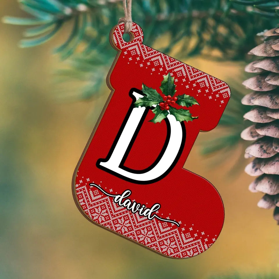 Custom Name With First Letter - Personalized Wooden Ornament, Gift For Christmas - ORN87