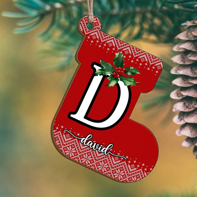 Custom Name With First Letter - Personalized Wooden Ornament, Gift For Christmas - ORN87