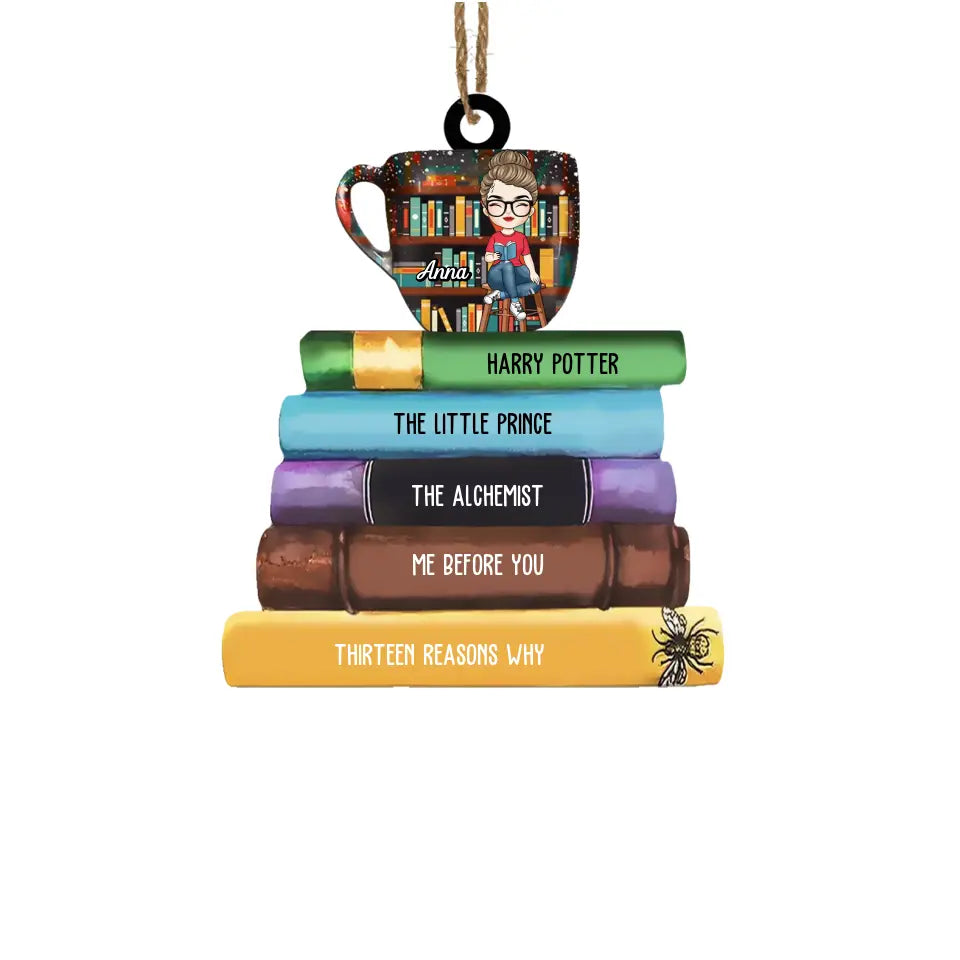 Christmas Book And Coffee - Personalized Wooden Ornament, Gift For Christmas - ORN88