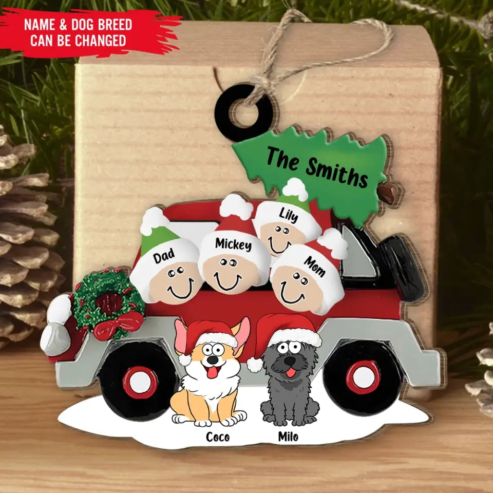 Car Tree Family - Personalized Wooden Ornament, Gift For Christmas - ORN90