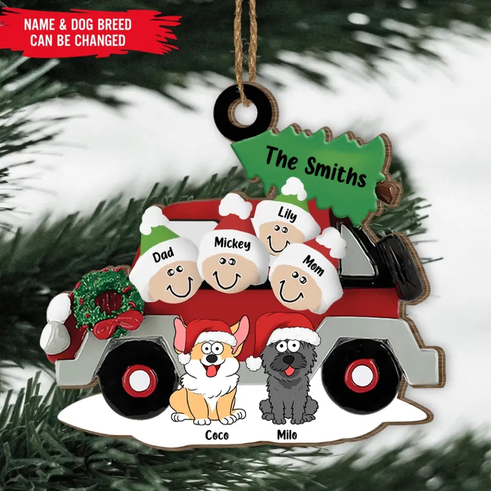 Car Tree Family - Personalized Wooden Ornament, Gift For Christmas - ORN90