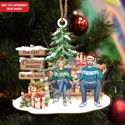 Our First Christmas Married - Personalized Wooden Ornament - ORN93