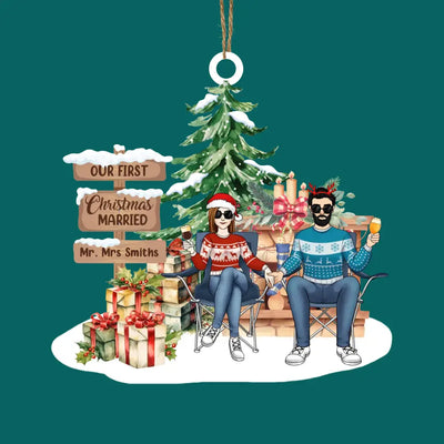 Our First Christmas Married - Personalized Wooden Ornament - ORN93