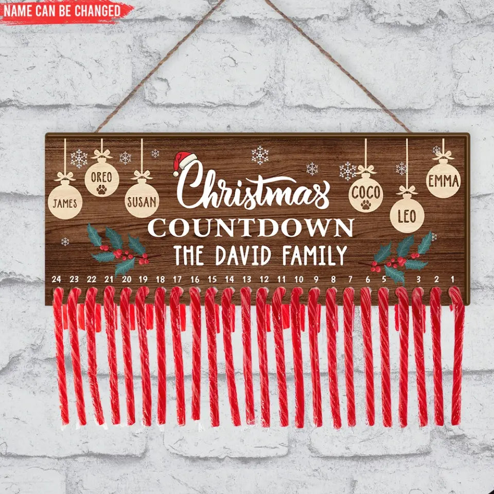 Christmas Countdown Family - Personalized Wooden Sign, Christmas Countdown Sign - DS640