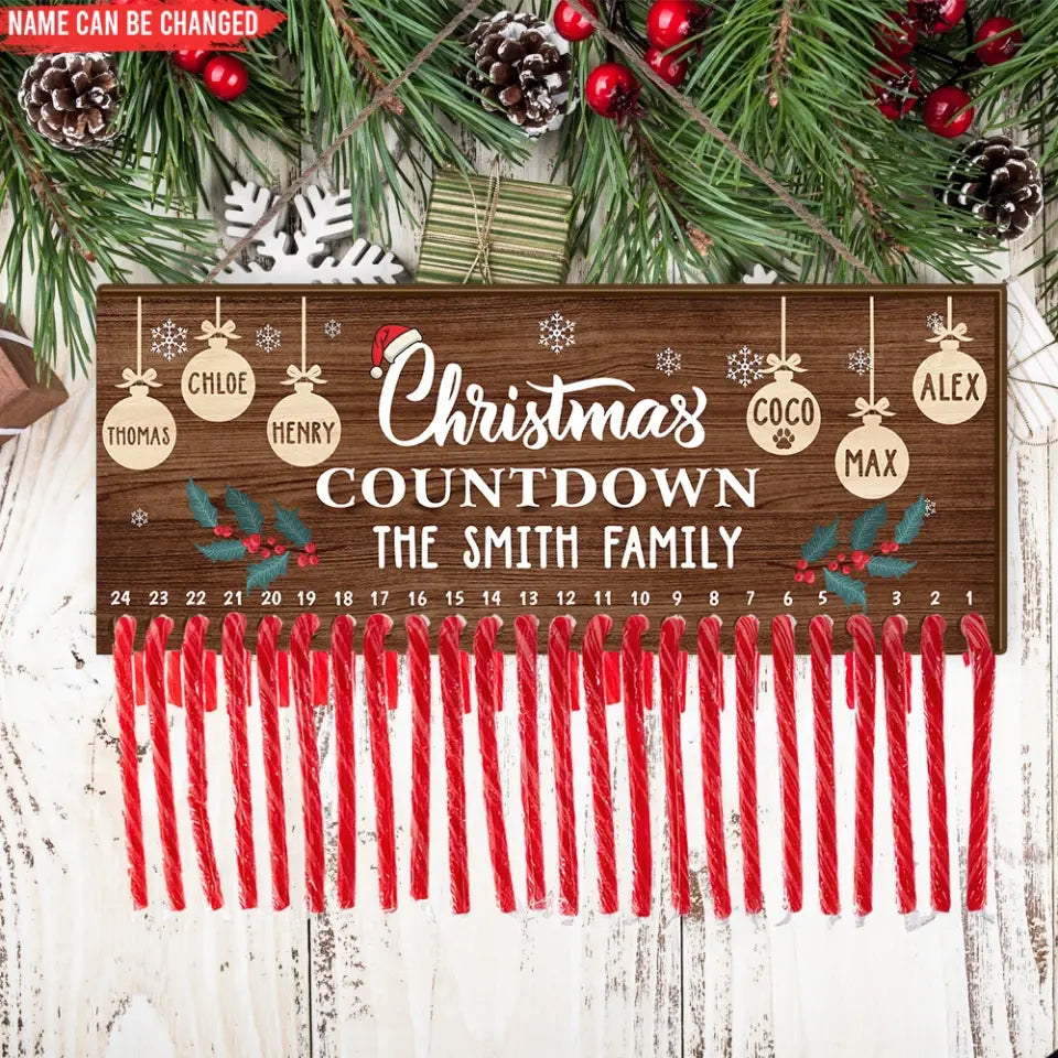 Christmas Countdown Family - Personalized Wooden Sign, Christmas Countdown Sign - DS640