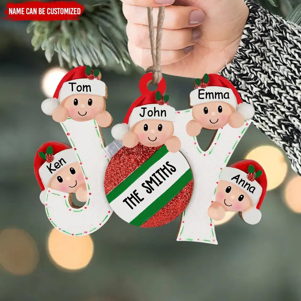 Joy Family - Personalized Wooden Ornament, Gift For Christmas - ORN98