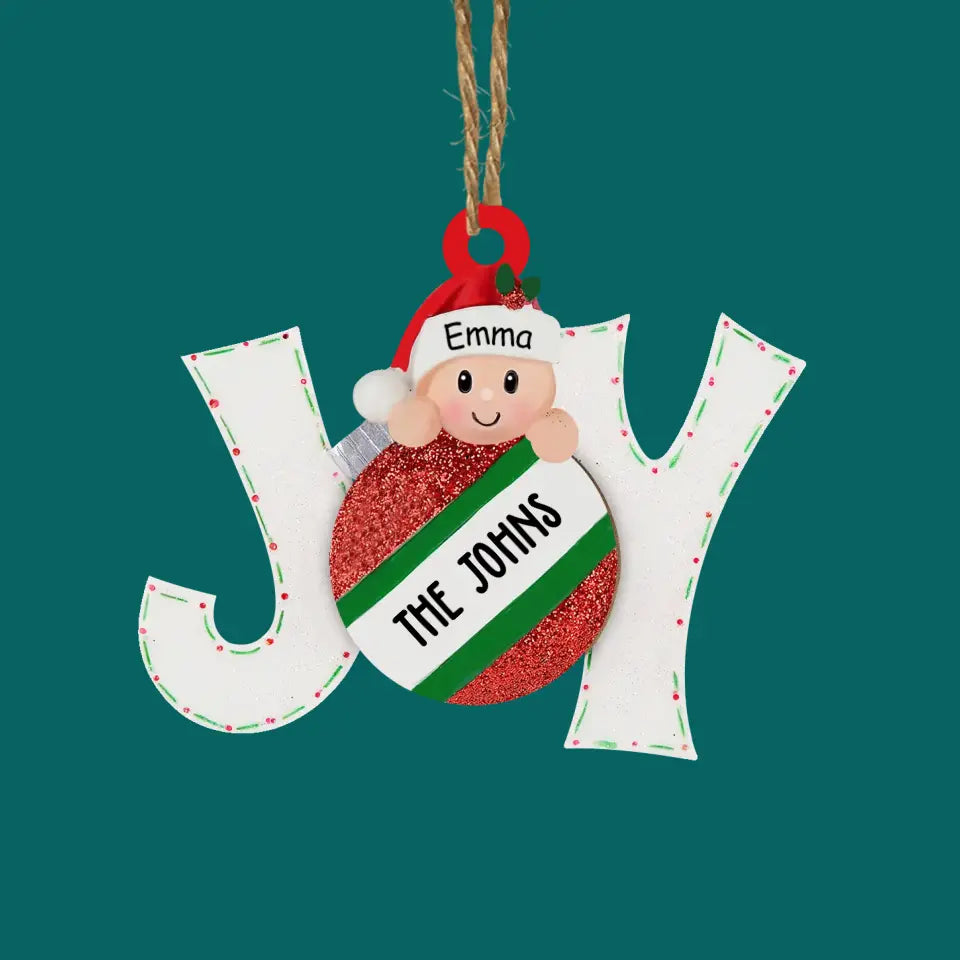 Joy Family - Personalized Wooden Ornament, Gift For Christmas - ORN98