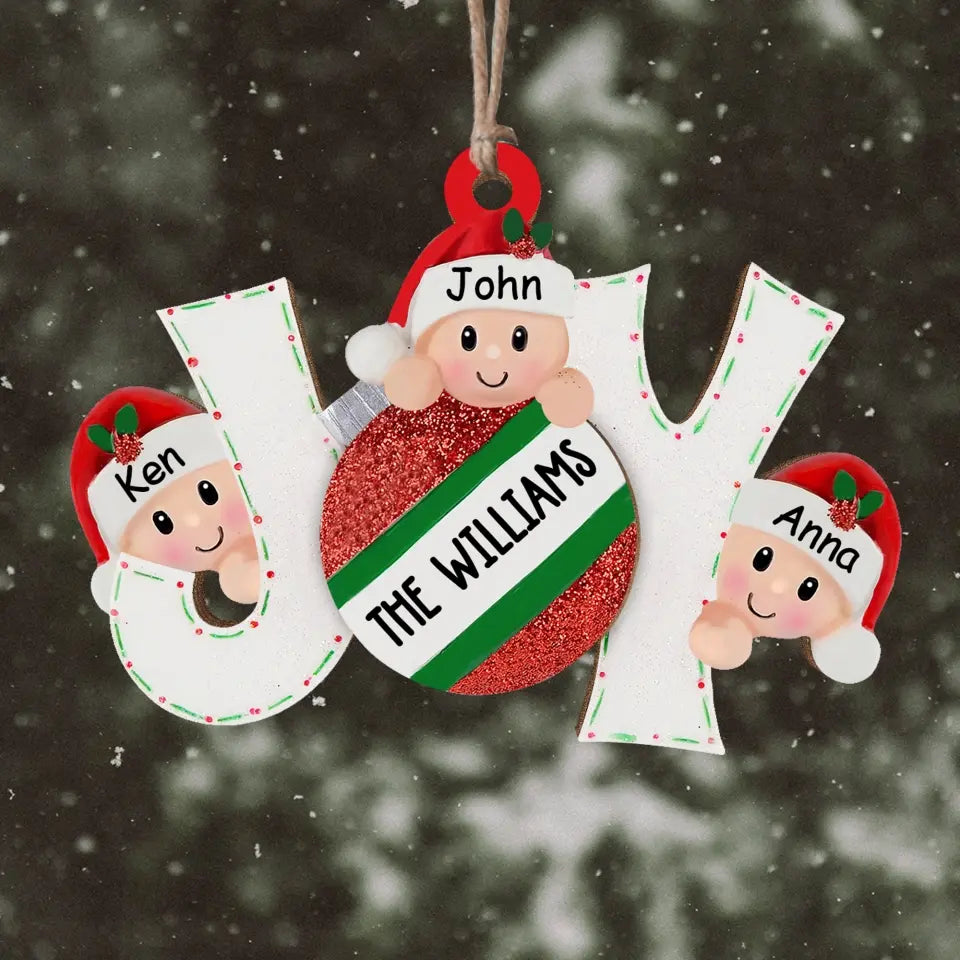 Joy Family - Personalized Wooden Ornament, Gift For Christmas - ORN98