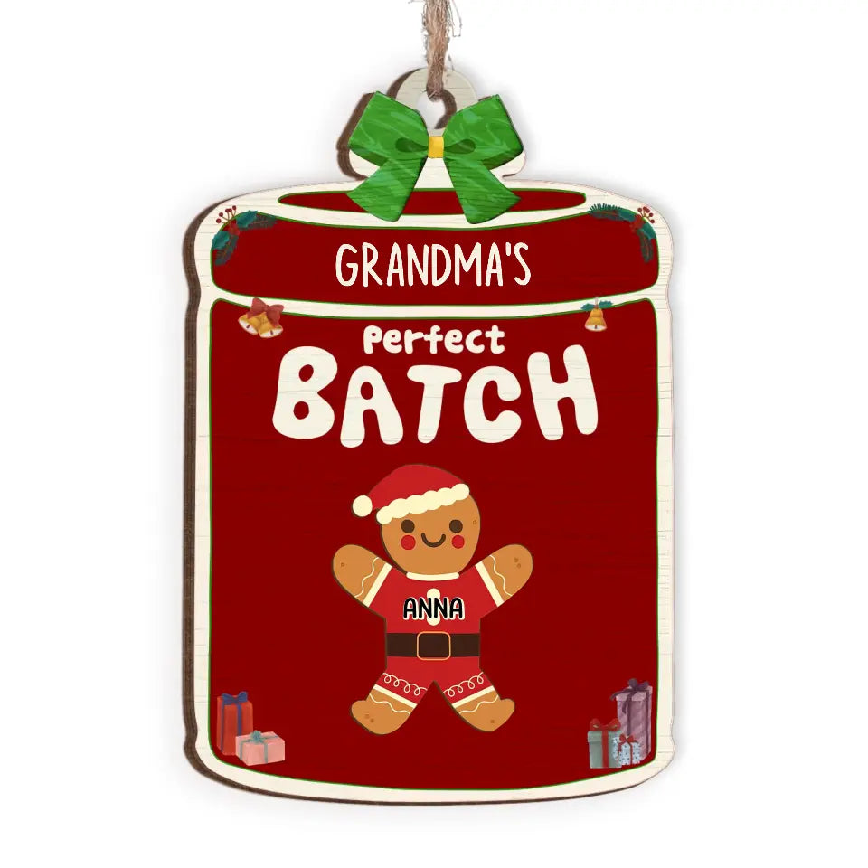 Grandma&#39;s Perfect Batch - Personalized Wooden Ornament, Gift For Christmas - ORN99