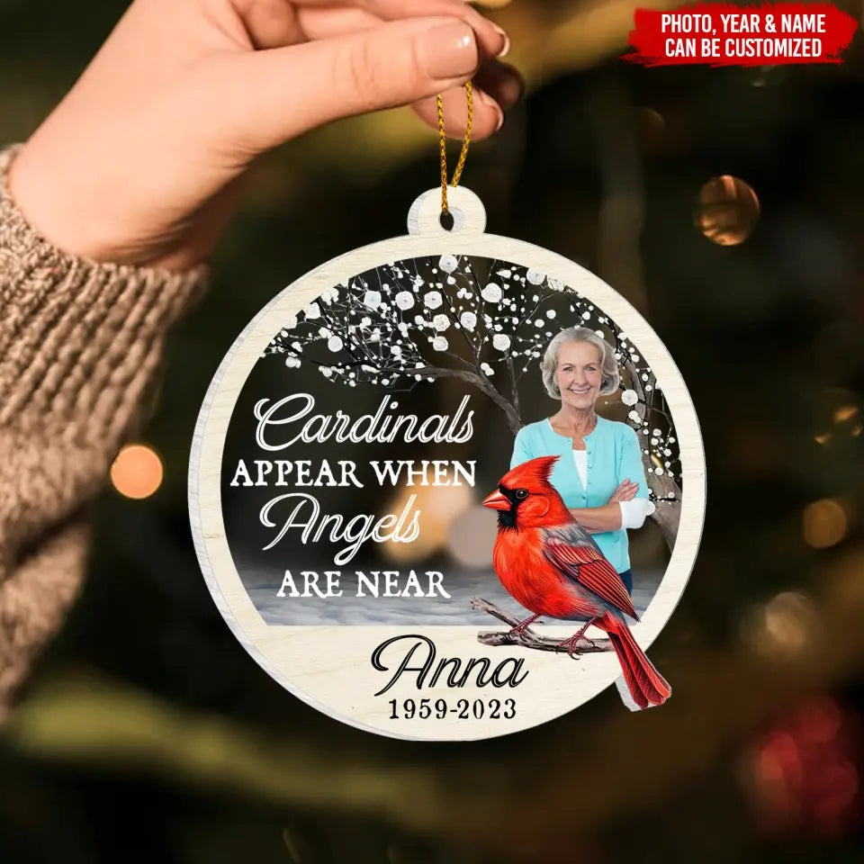 Cardinals Appear When Angels Are Near - Personalized Acrylic Ornament, Memorial Gift - ORN102