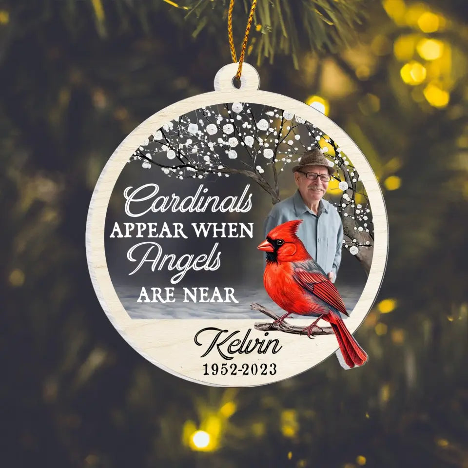 Cardinals Appear When Angels Are Near - Personalized Acrylic Ornament, Memorial Gift - ORN102