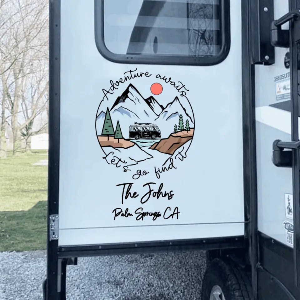 Adventure Awaits - Personalized Decal, Gift For Camping Lovers - PCD50