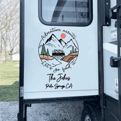 Adventure Awaits - Personalized Decal, Gift For Camping Lovers - PCD50