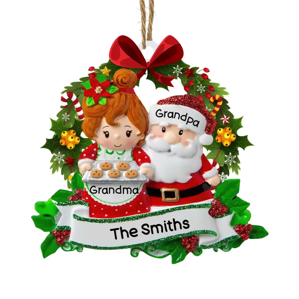 Family Christmas Ornament Santa &amp; Mrs. Claus With Children - Personalized Wooden Ornament, Christmas Gift - ORN104