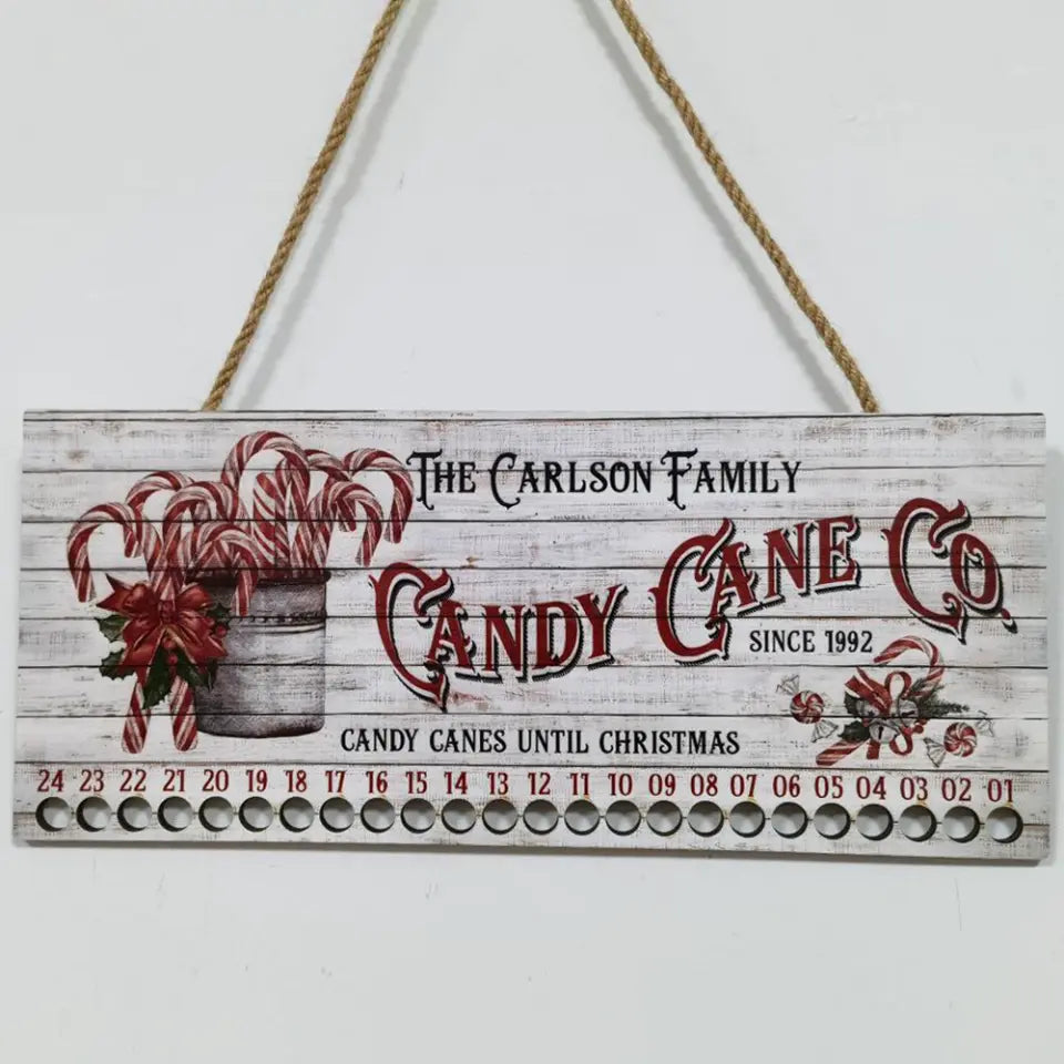 Christmas Countdown, Candy Cane Co Countdown - Personalized Wood Sign, Christmas Sign, Gift For Family - DS418