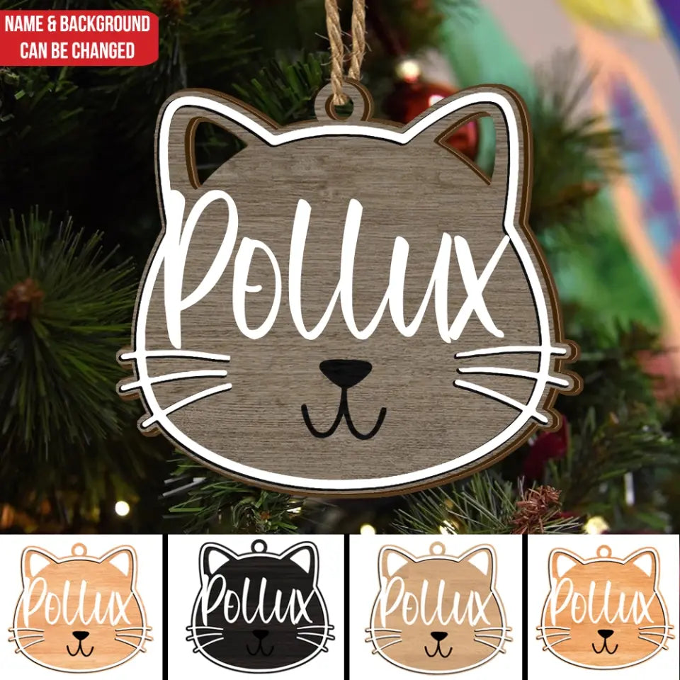 Cat Face - Personalized Wooden Ornament, Gift For Christmas - ORN111