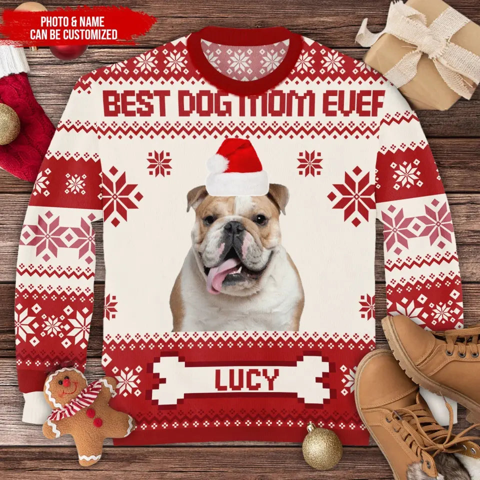 Best Dog Mom Ever - Personalized Wool Sweater, Gift For Christmas - SW20