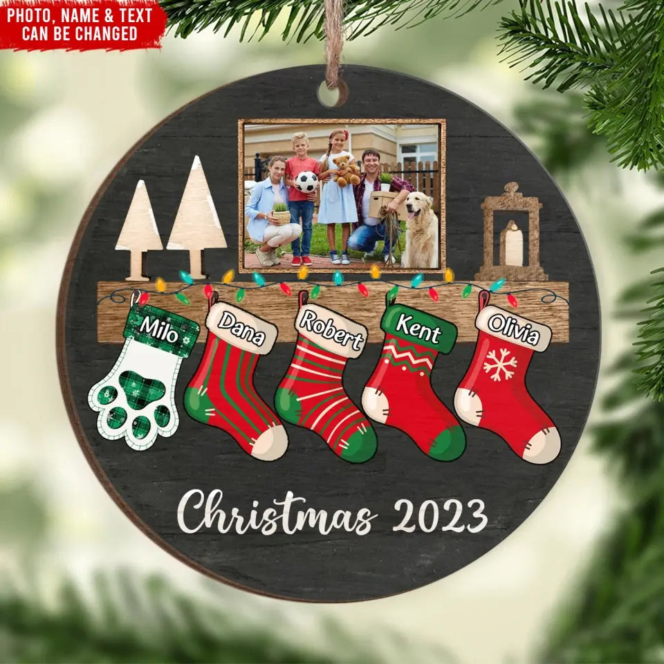 Family And Pet Ornament - Personalized Wood Ornament, Gift For Christmas - ORN113