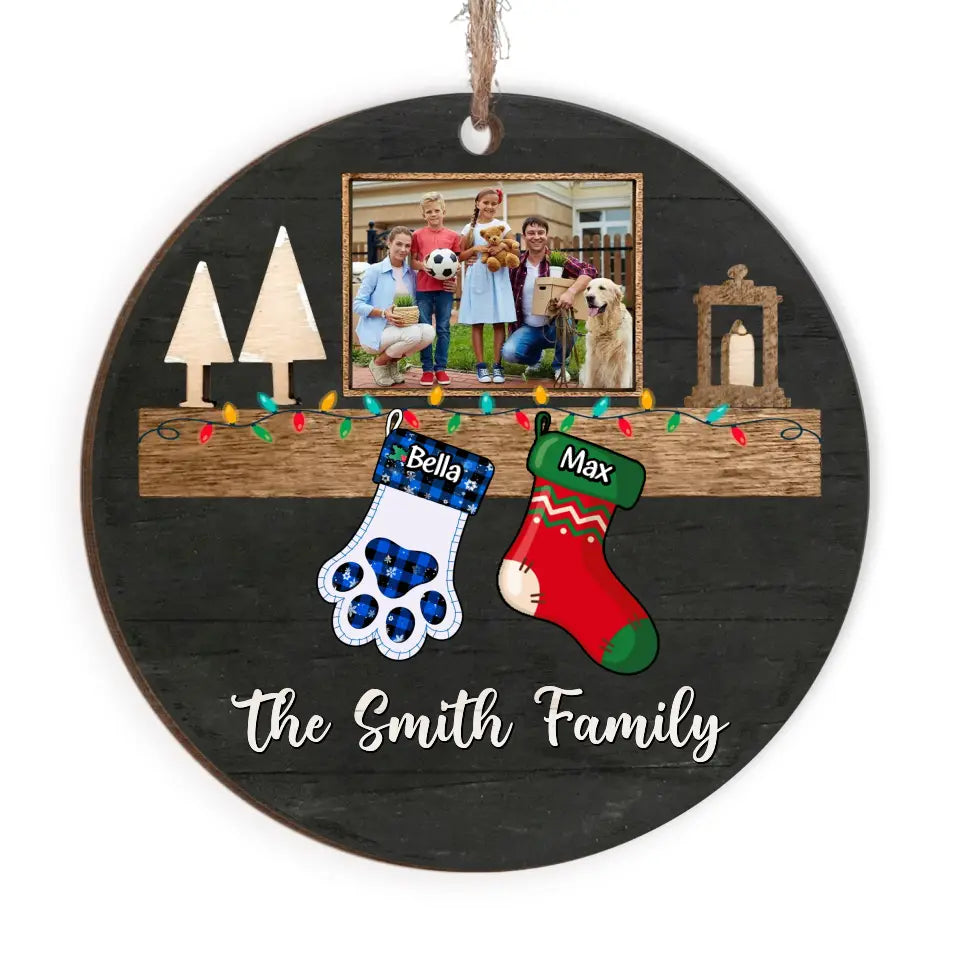 Family And Pet Ornament - Personalized Wood Ornament, Gift For Christmas - ORN113