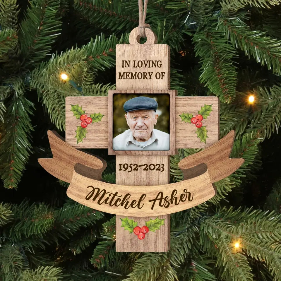 In Loving Memory Of - Personalized Wooden Ornament, Memorial Gift - ORN115