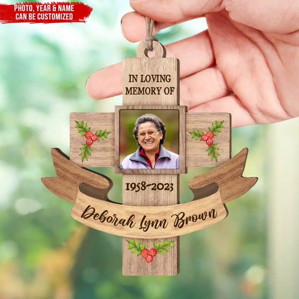In Loving Memory Of - Personalized Wooden Ornament, Memorial Gift - ORN115