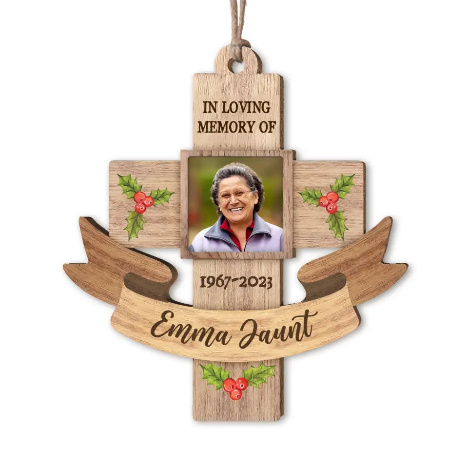 In Loving Memory Of - Personalized Wooden Ornament, Memorial Gift - ORN115