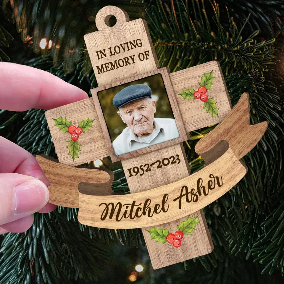 In Loving Memory Of - Personalized Wooden Ornament, Memorial Gift - ORN115