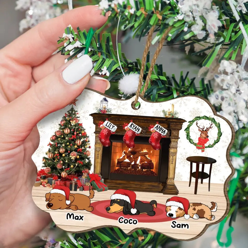 Christmas Fireplace Scene Maker, Stocking Separate - Personalized Wooden Ornament, Gift For Christmas - ORN122